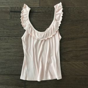 Pink Forever 21 Tank Top- Ruffle Detail